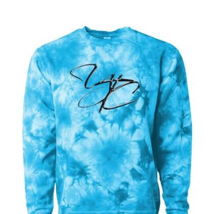 YC Men Blue Crystal Tie Dye Crewneck